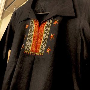 LINEN Tunic Top. Black. Size L.  NWOT